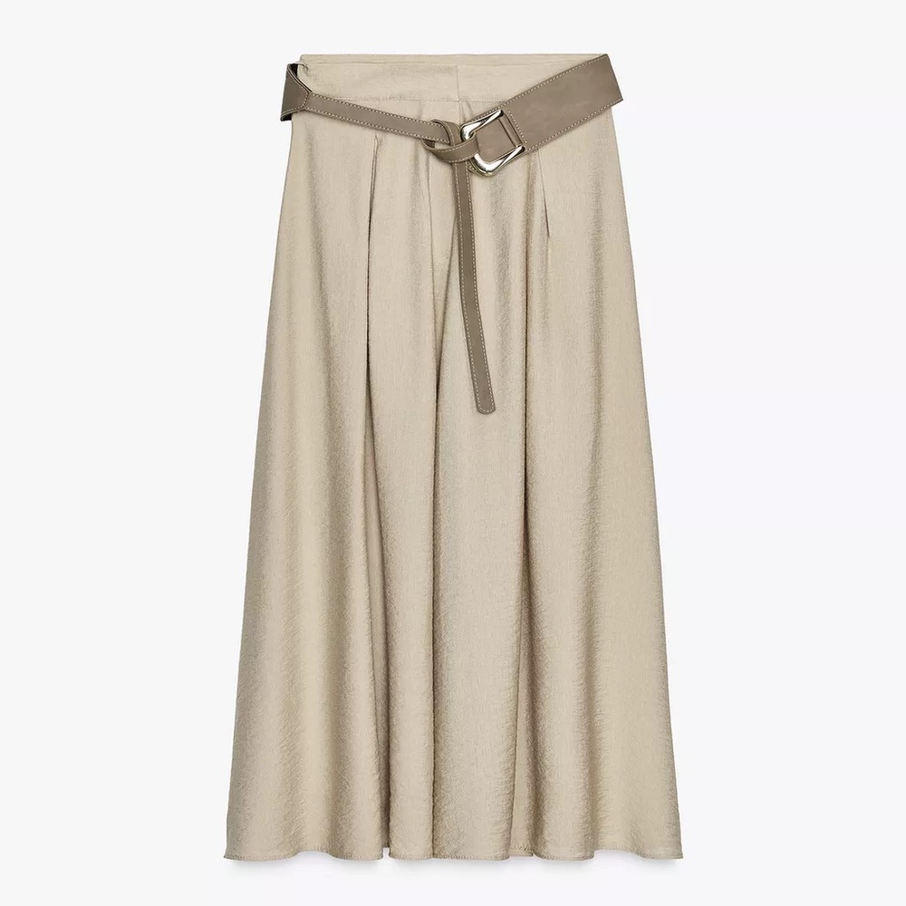 RUSTIC BELTED A-LINE SKIRT